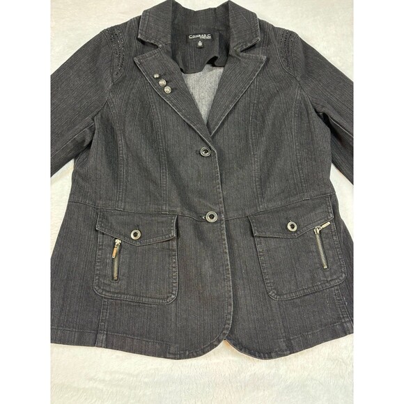 CONRAD C COLLECTION BLACK BUTTON UP STUDDED BLAZER JACKET SIZE 8 - Picture 5 of 12